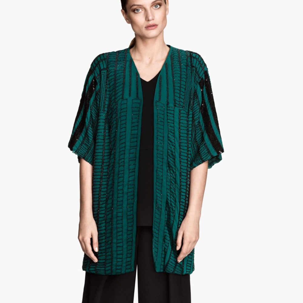 H&M Beaded Dark Green Kimono